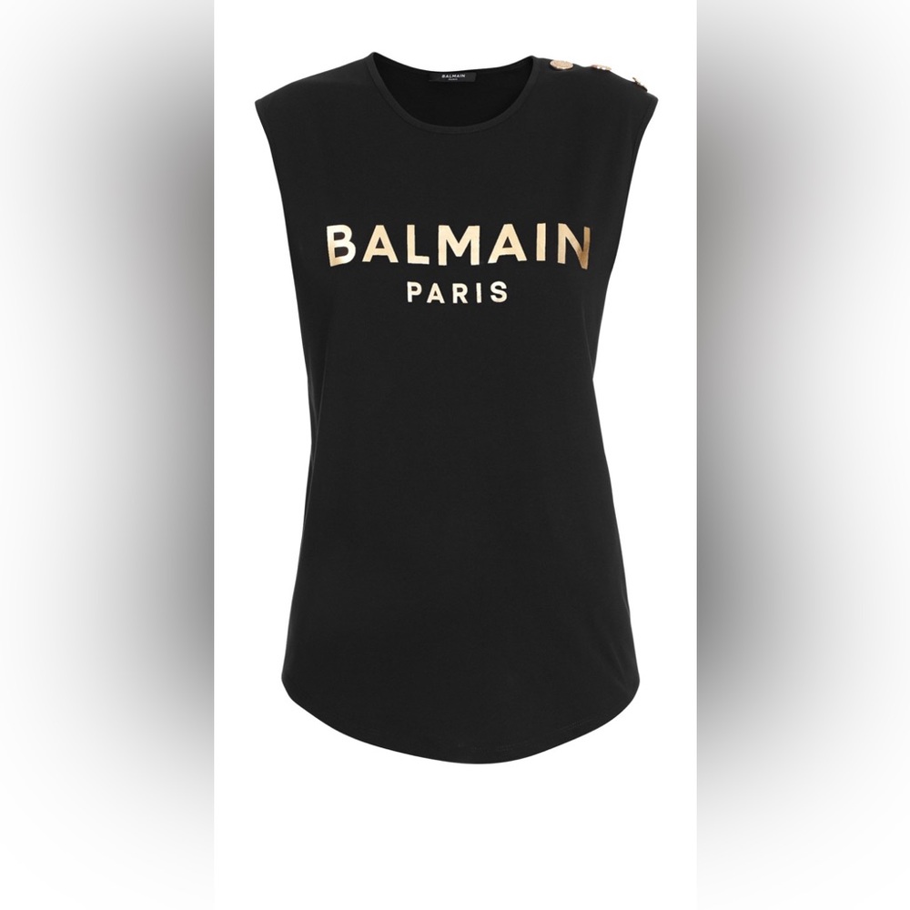 NWOT Balmain Cotton Logo Graphic Tank - Picture 4 of 10